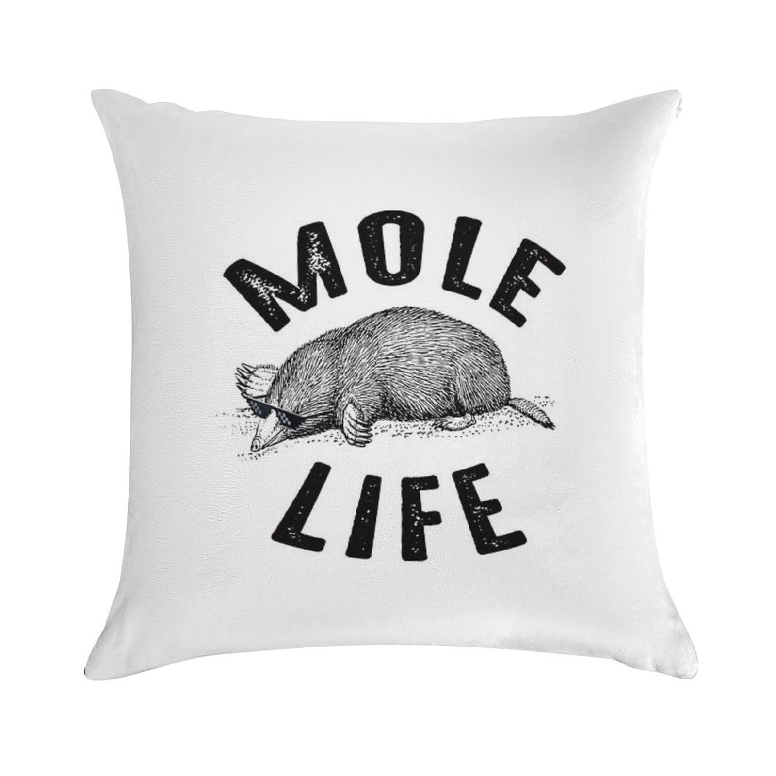 Mole Life Meme Soft Shrink-Resistant Throw Pillow