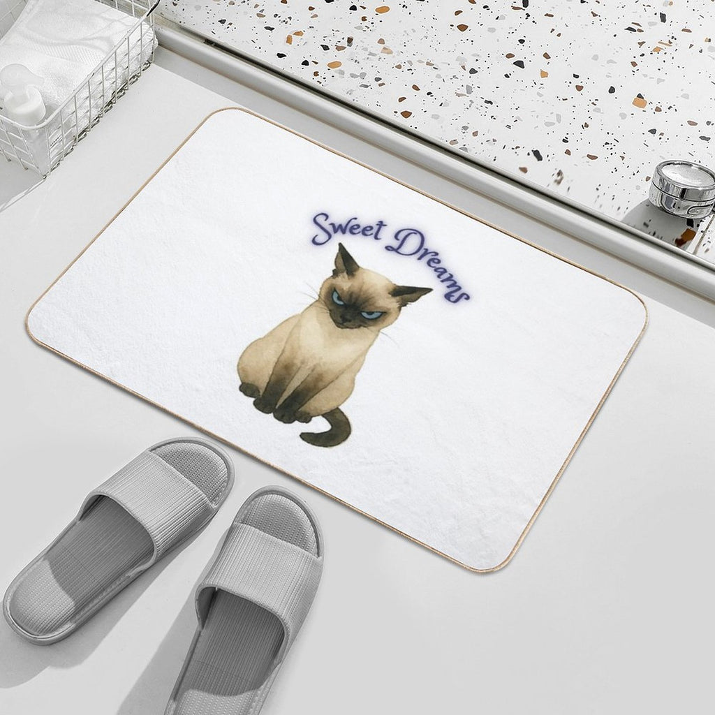 Sweet Dreams – Grumpy Siamese Cat Humor Design  Anti-Trip Bath Mat