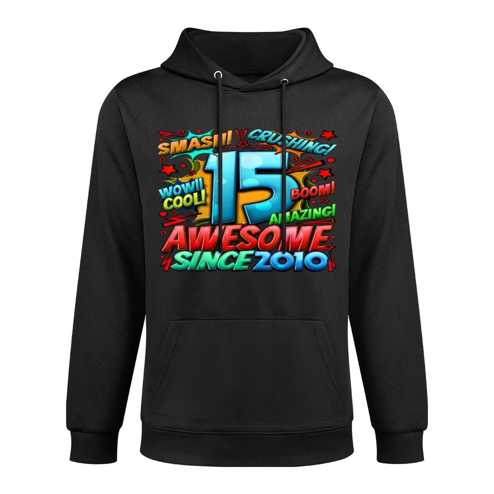 New Comic Style Birthday Gifts 2025 For Boys 15th Birthday Boy Unisex-Kids Black Small Crew Neck Pilling-Resistant Hoodie