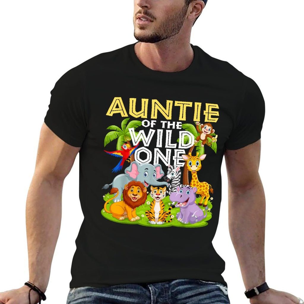 Auntie Of The Wild One 1st Birthday Zoo Animal Safari Jungle  Durable T-Shirt
