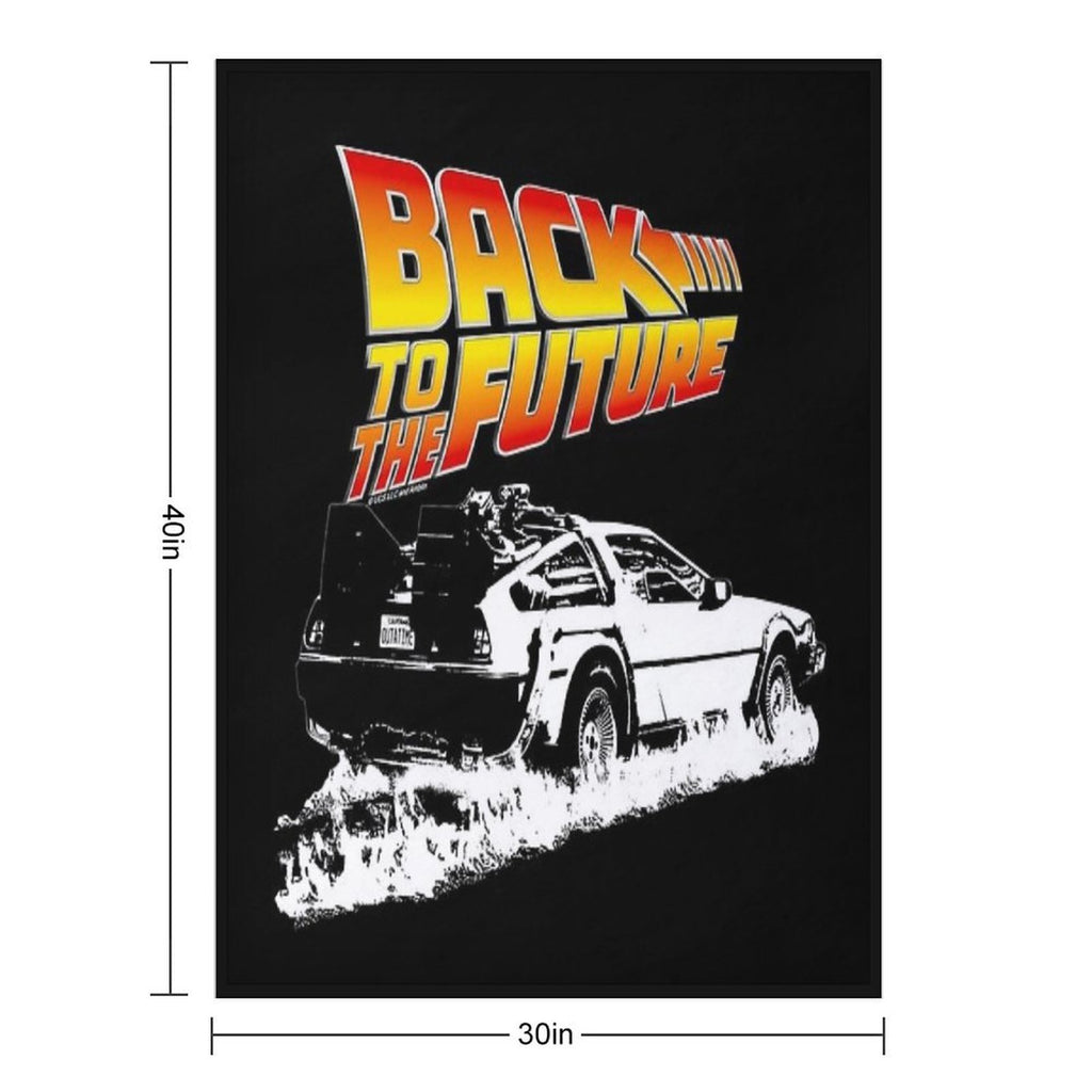 Back to The Future - DeLorean Fire Tracks White Stencil Fan Art Gift-ready Throw Blanket
