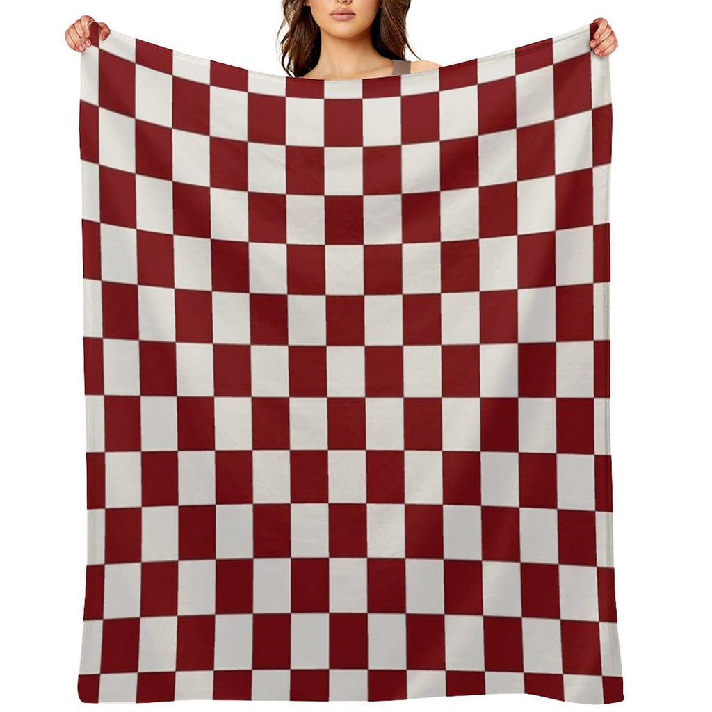 Checkerboard Cherry & Cream Machine-washable Throw Blanket