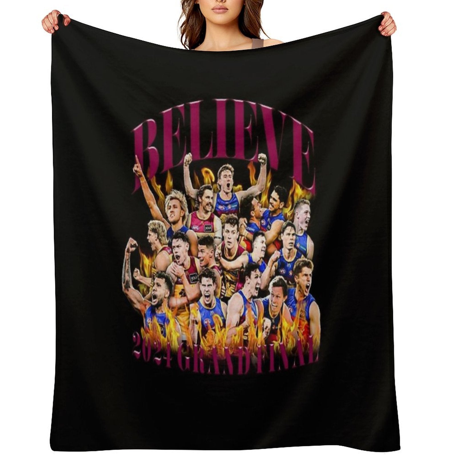 Brisbane Lions - 2024 Grand Finalists - Believe Compact Throw Blanket