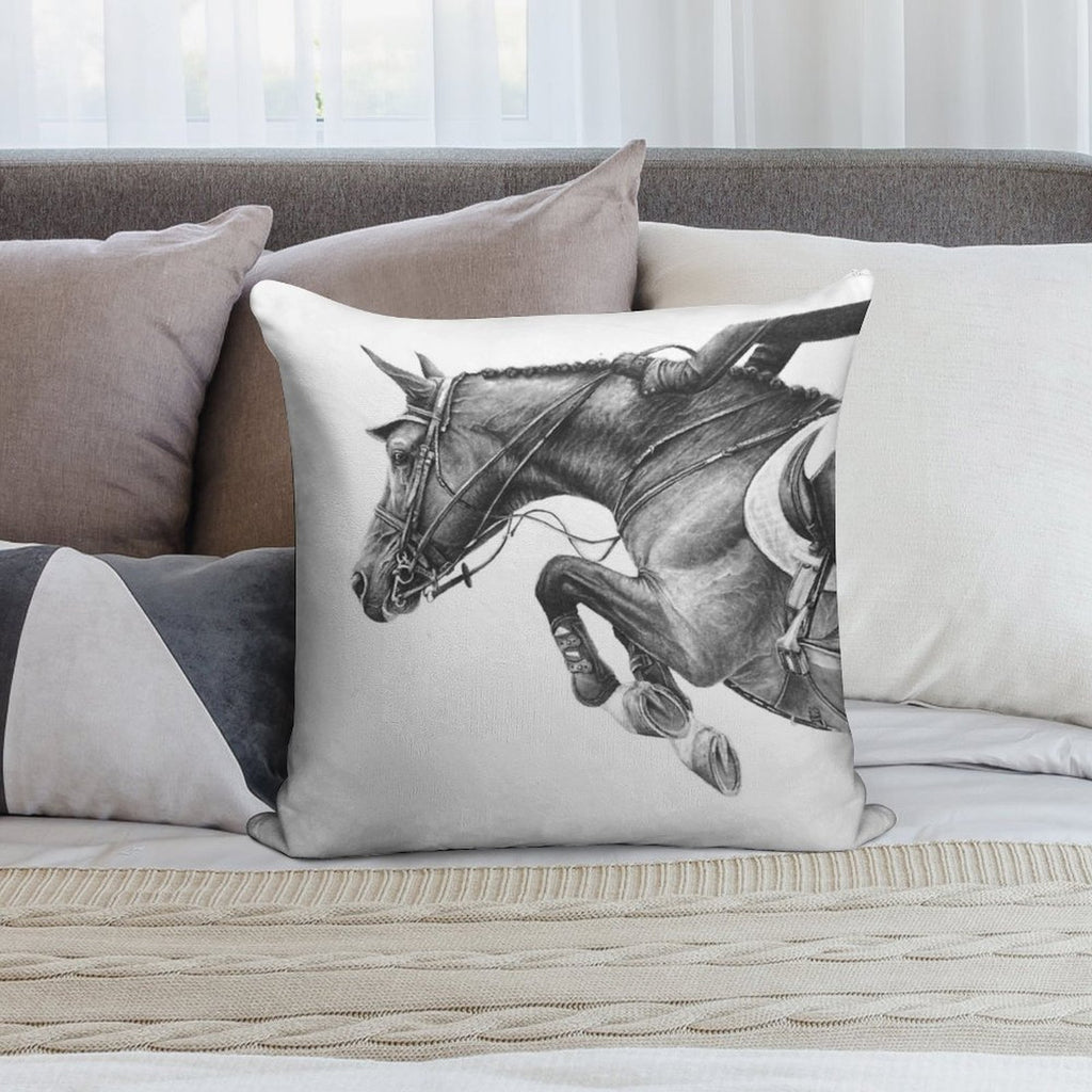 Flick - Showjumping Horse Soft Style Accent Throw Pillow