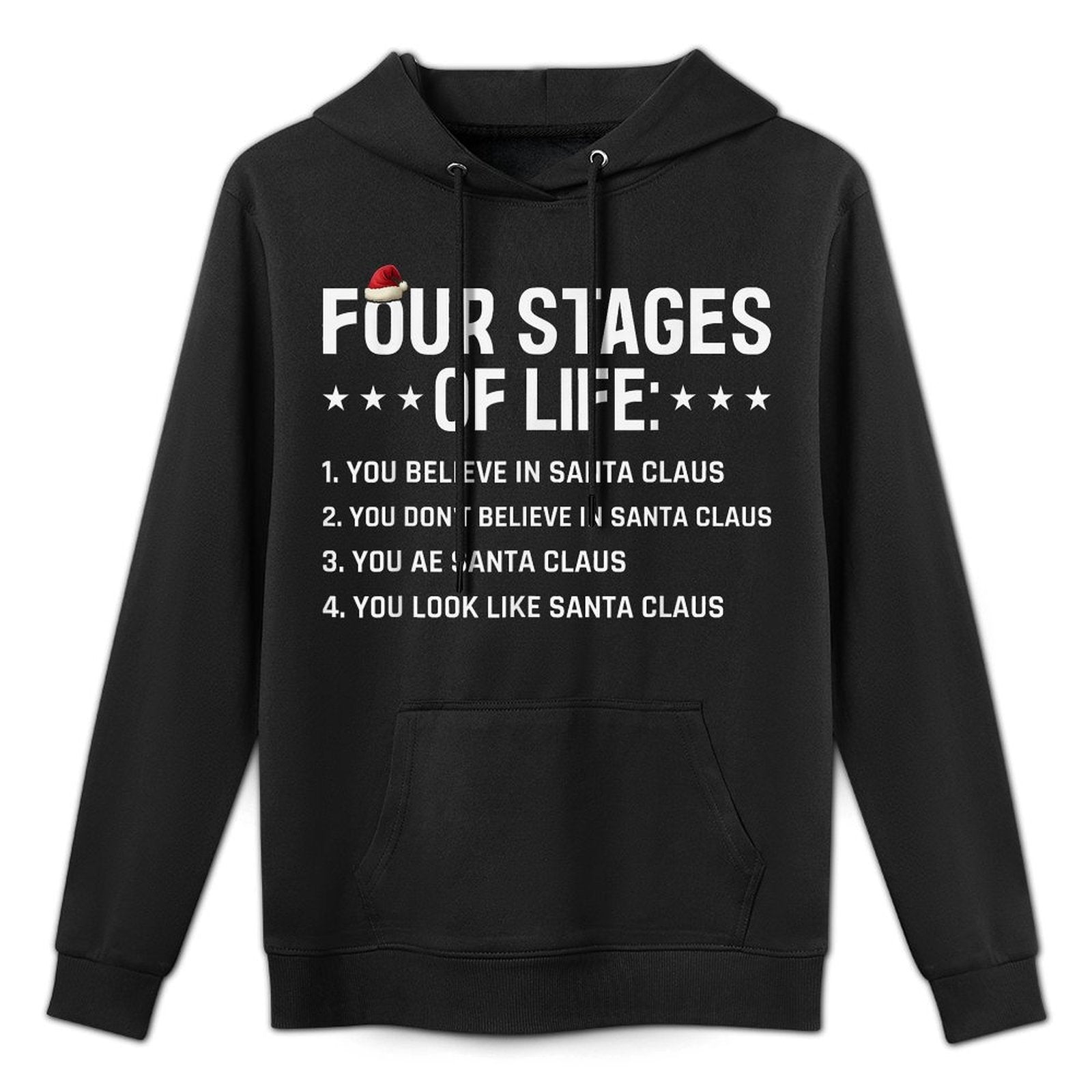Four Stages of Life Santa Funny Christmas Meme Shape Retention Hoodie