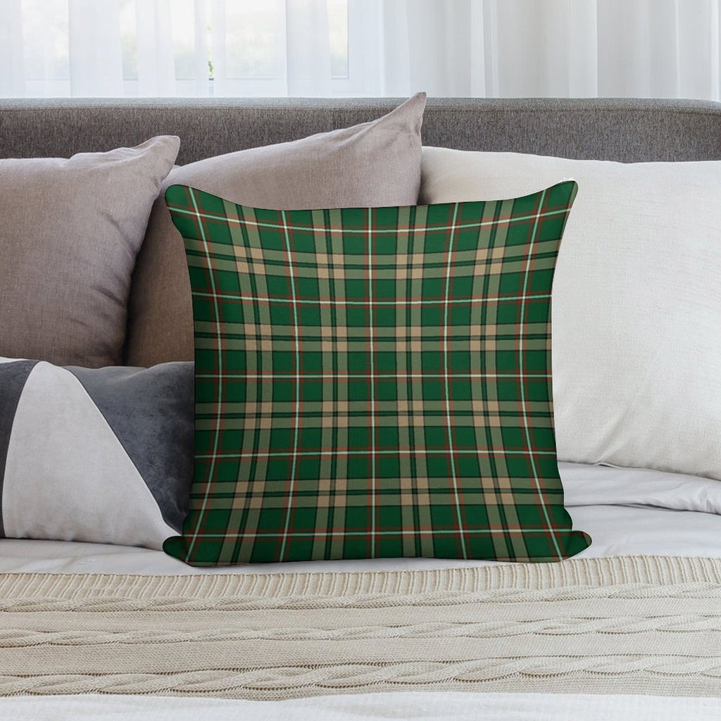 O'Neill Tartan Tan And Green Irish Plaid Soft Ultra-Soft Texture Throw Pillow