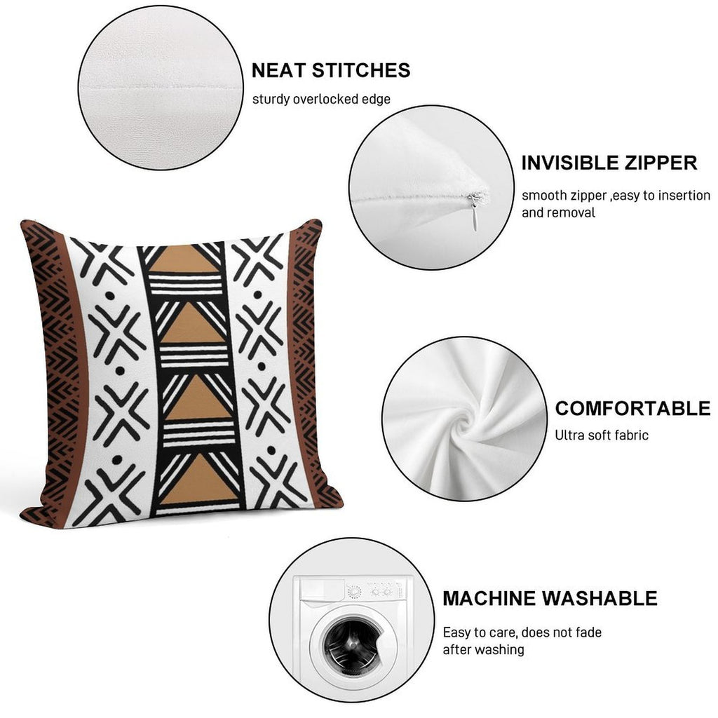 African Tribal Bogolan Pattern Soft Bedroom Essential Throw Pillow