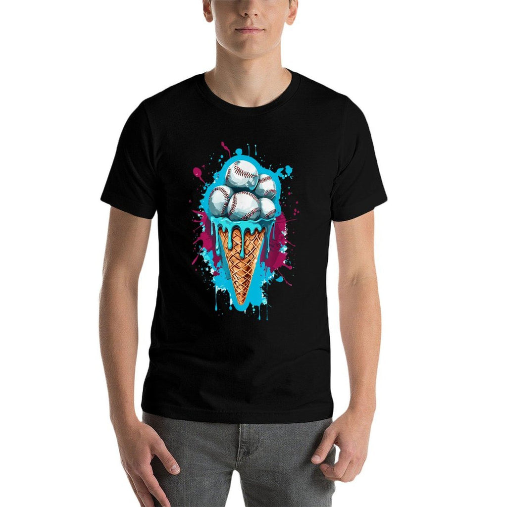 Baseball Ice Cream Watercolor  Easy-care T-Shirt