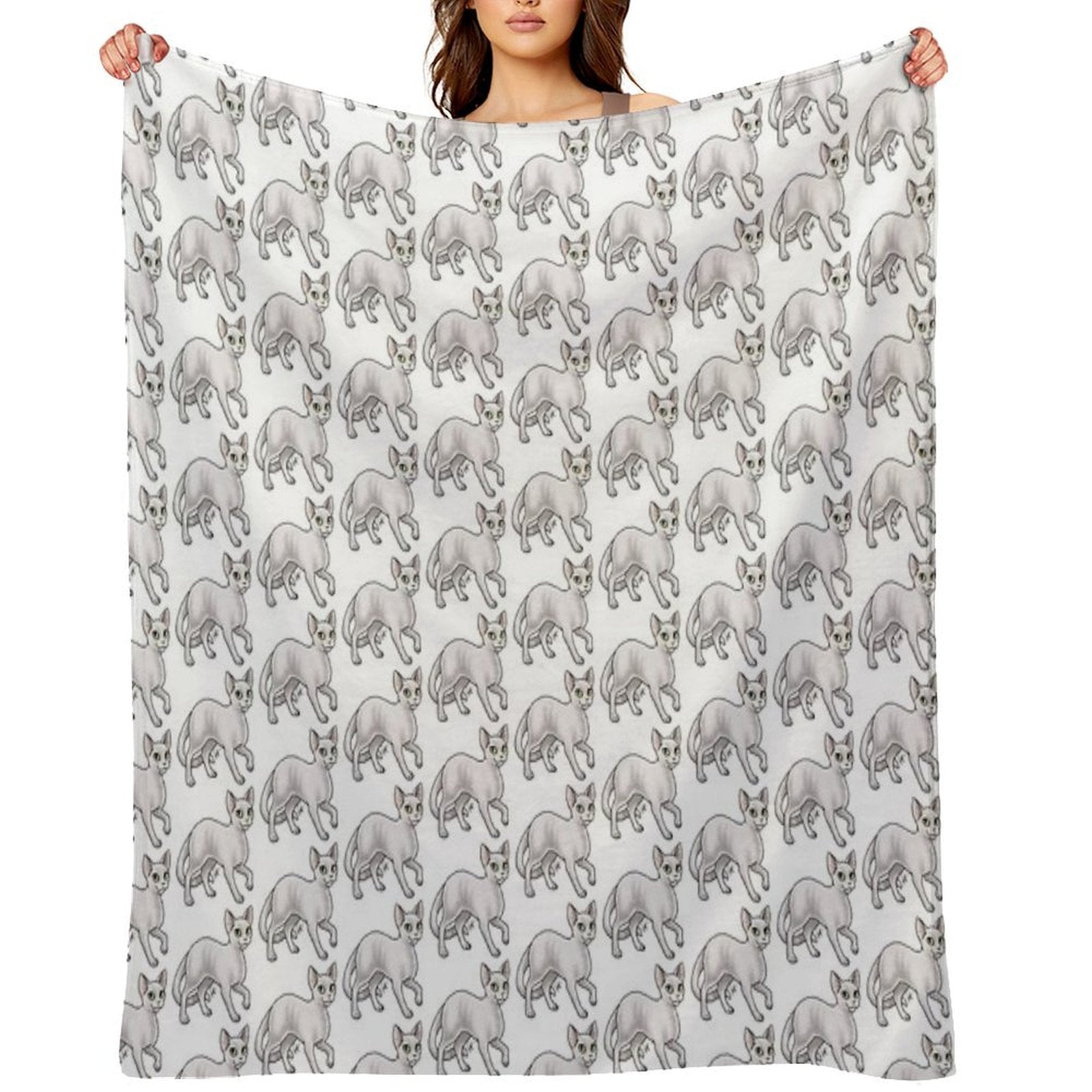 Cat - Devon Rex - White Gift-ready Throw Blanket