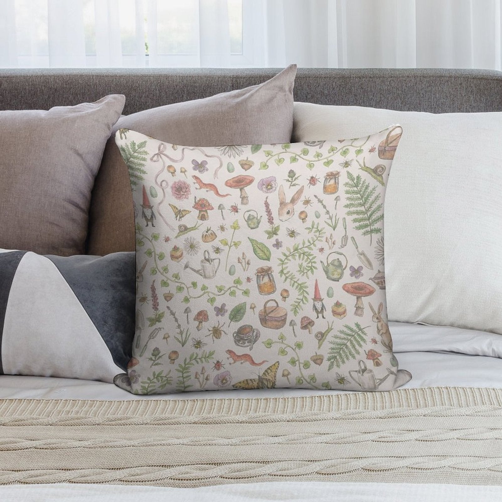 Cottagecore - Faded Pink Soft Durable Construction Throw Pillow