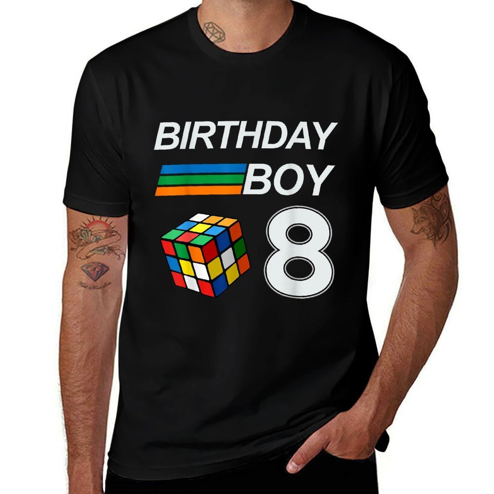 Rubixk Cube Speed Cubing Birthday Boy 8 Years Old Boys Kid  Oversized Silhouette T-Shirt