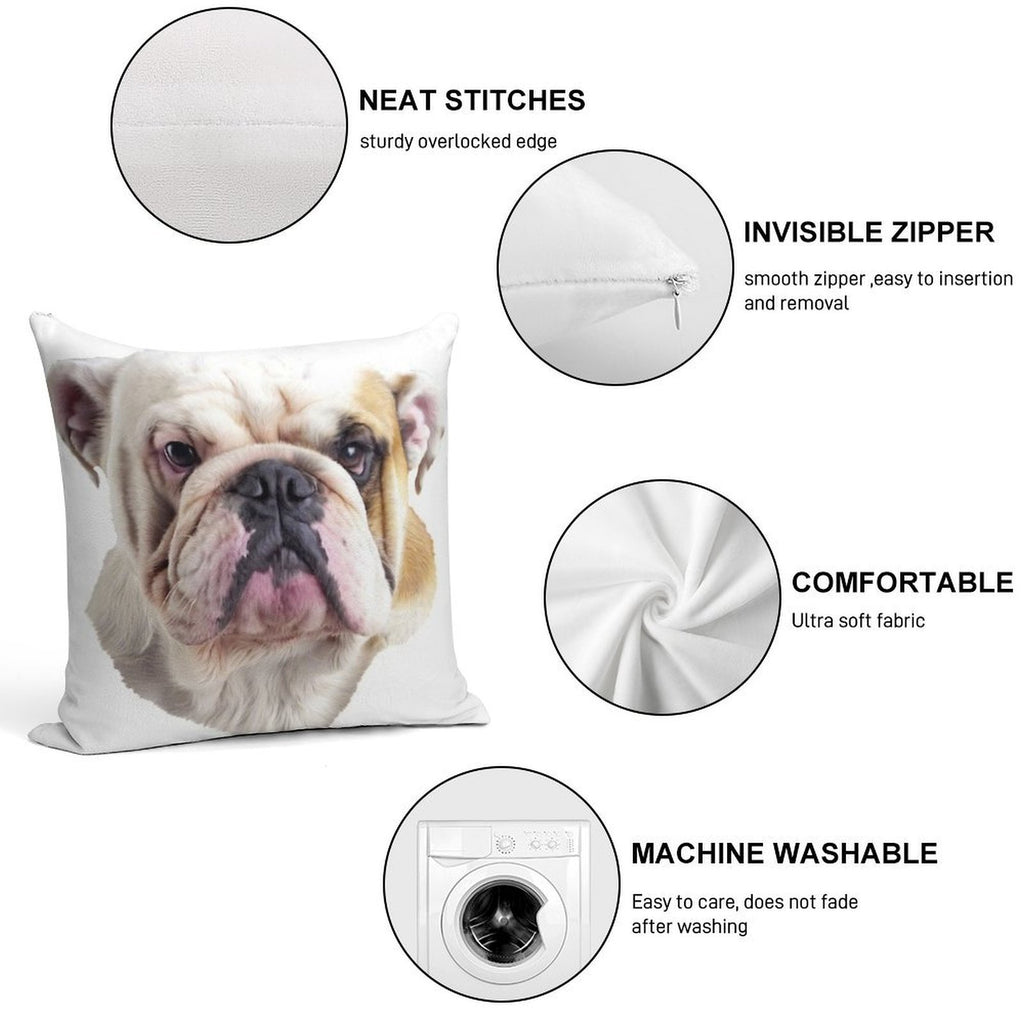 English Bulldog Head Soft Bedroom Essential Throw Pillow