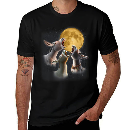 3 Donkeys Howling At The Moon Funny Donkey Animal Lover Kids Comfortable T-Shirt