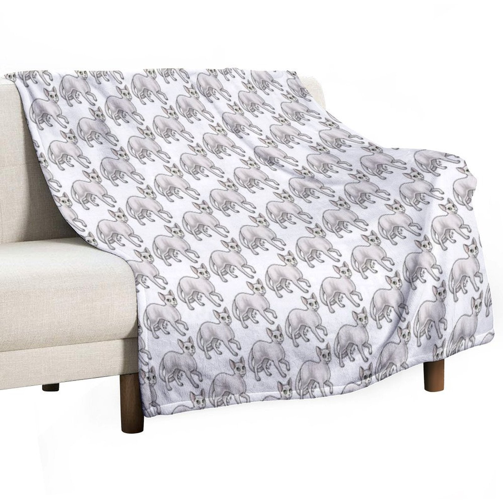 Cat - Devon Rex - White Gift-ready Throw Blanket