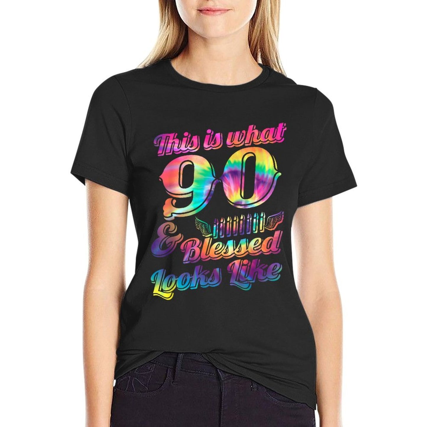 This Is What 90 And Blessed Looks Like 90th Birthday  Versatile T-Shirt