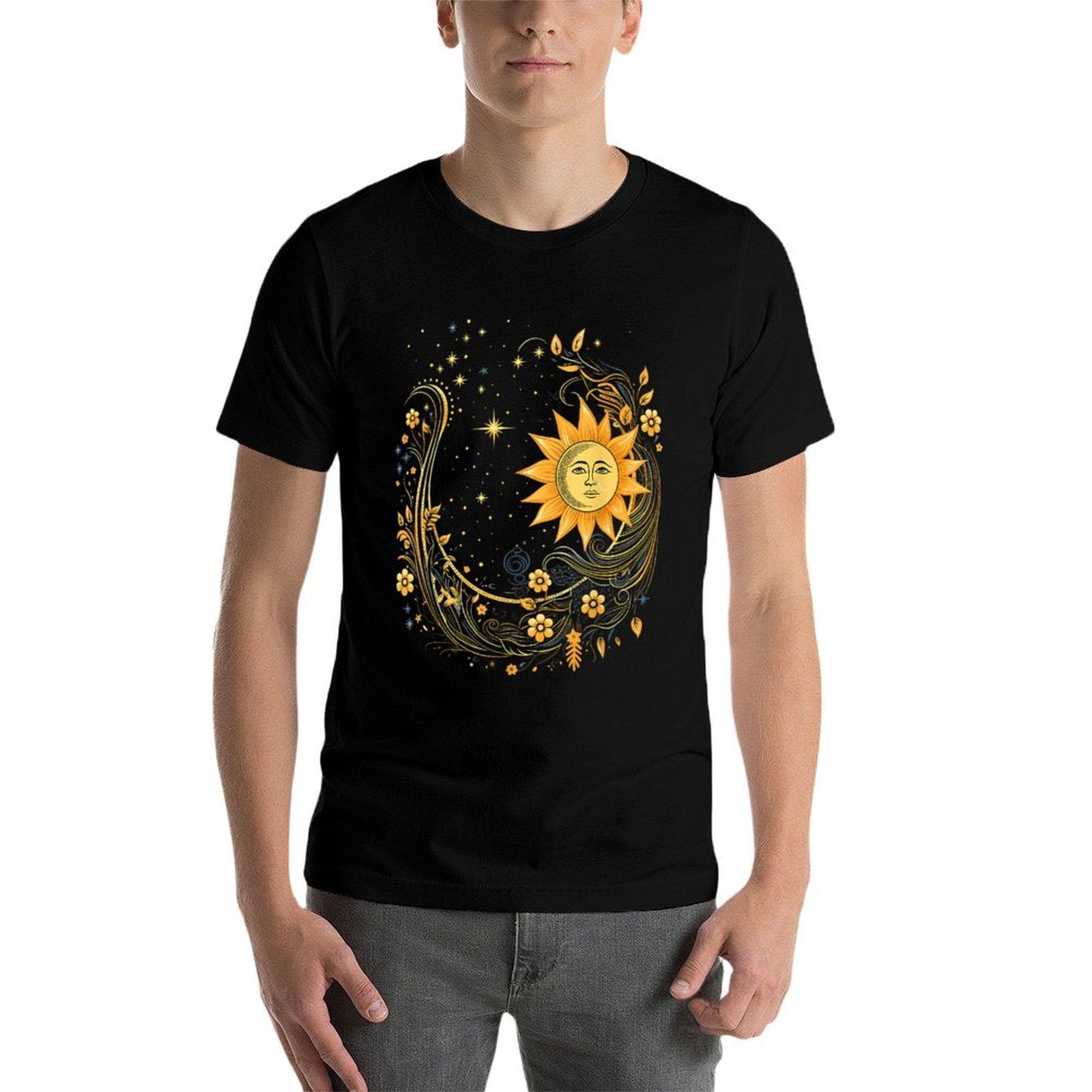 Mystic Sun And Moon Woman Mystical Flowers Aesthetic  Quick-drying T-Shirt