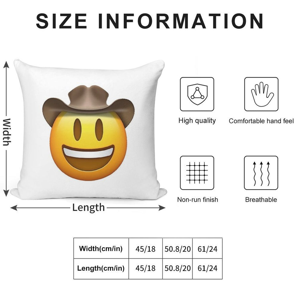 Cowboy Hat Smiley Face Emoji Soft Luxury Feel Throw Pillow