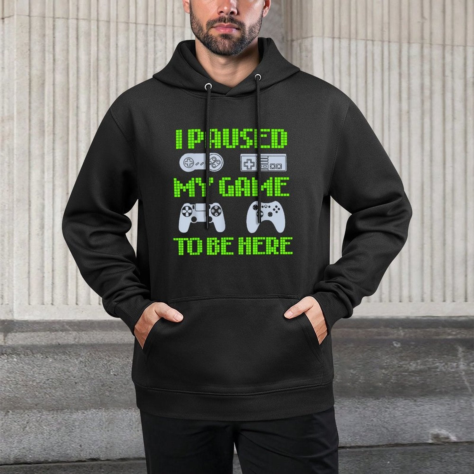 I Paused My Game To Be Here Funny Video Gamer Cotton-Polyester Blend Hoodie