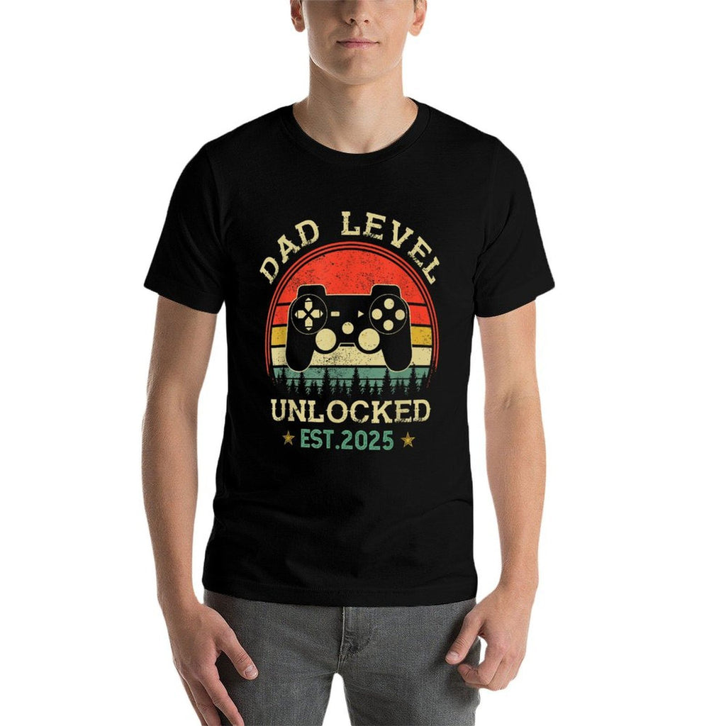 Dad Level Unlocked Est 2025 Video Gamer Daddy Fathers Day  Heathered Texture T-Shirt