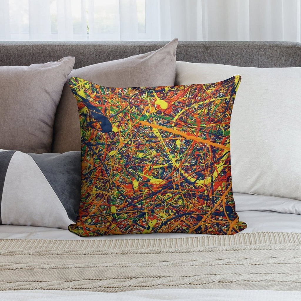 Modern Abstract Jackson Pollock Painting Original Art Titled Constant Harmony Soft High-Density Material Throw Pillow