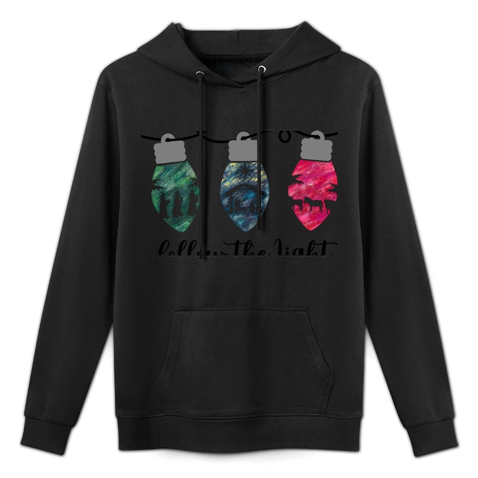 Follow The Light Christ Xmas Light Sweatshirt Breathable Fabric Hoodie