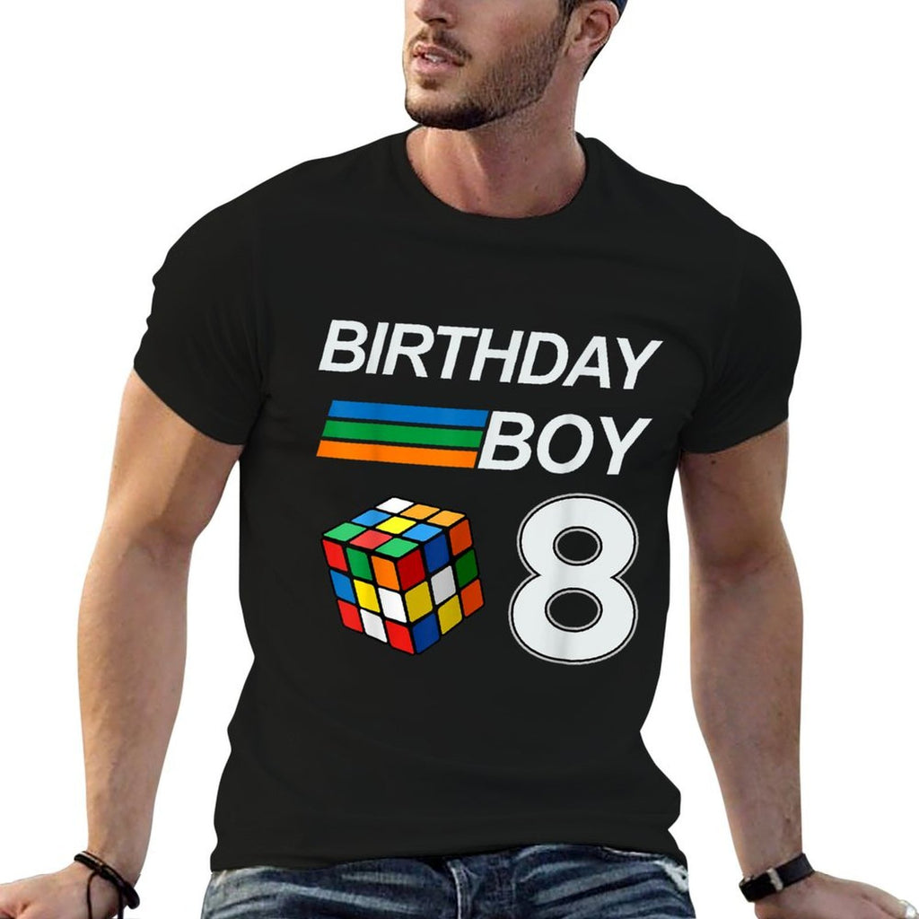 Rubixk Cube Speed Cubing Birthday Boy 8 Years Old Boys Kid  Oversized Silhouette T-Shirt