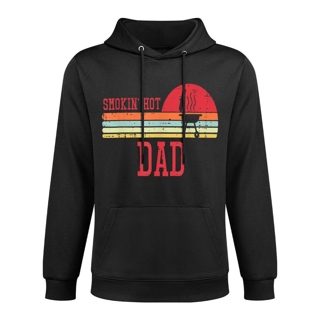 Smokin Hot Dad Chest Sunset Retro Grill Bbq Daddy Papa Men Colorfast Hoodie