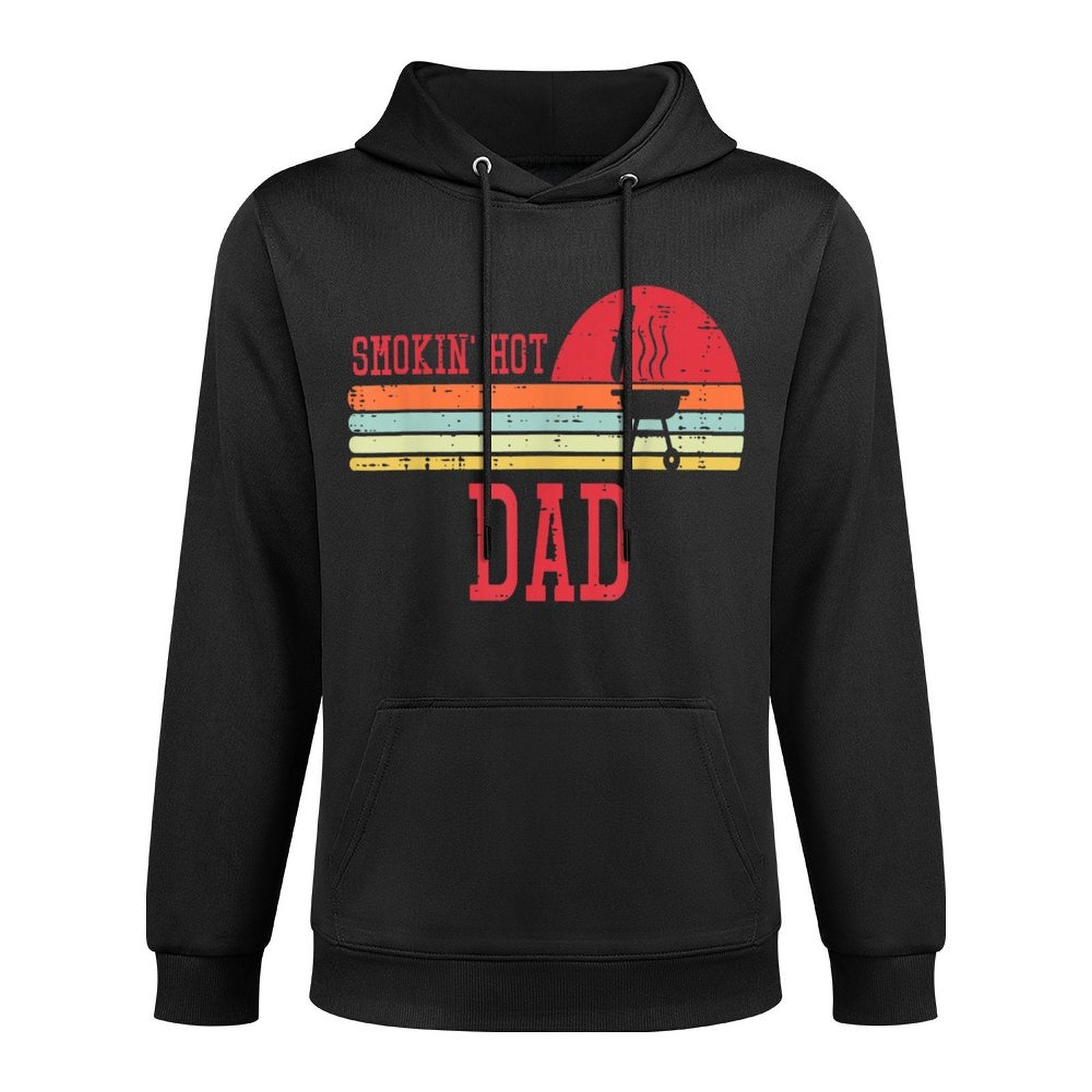 Smokin Hot Dad Chest Sunset Retro Grill Bbq Daddy Papa Men Colorfast Hoodie