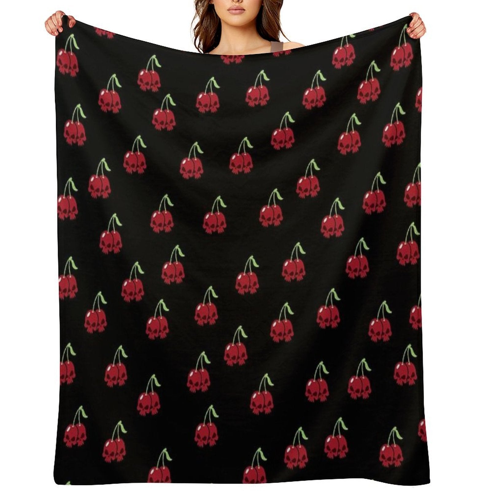 Cherry Skulls Shrink-resistant Throw Blanket