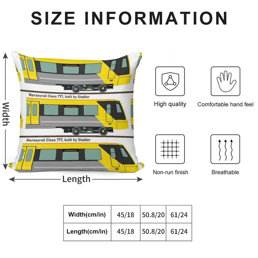 Merseyrail Class 777 Profile Soft Shrink-Resistant Throw Pillow