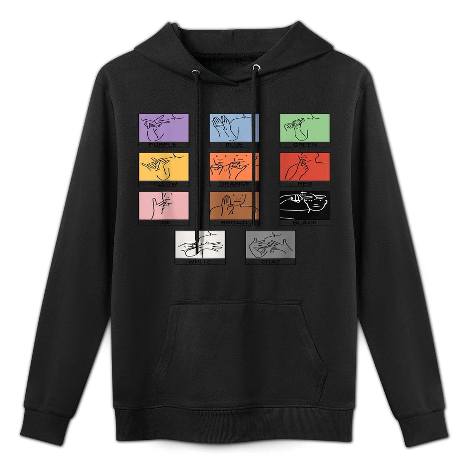 Colors ASL Sign Language Deaf Sign Language Simple Asl Customizable Surface Hoodie