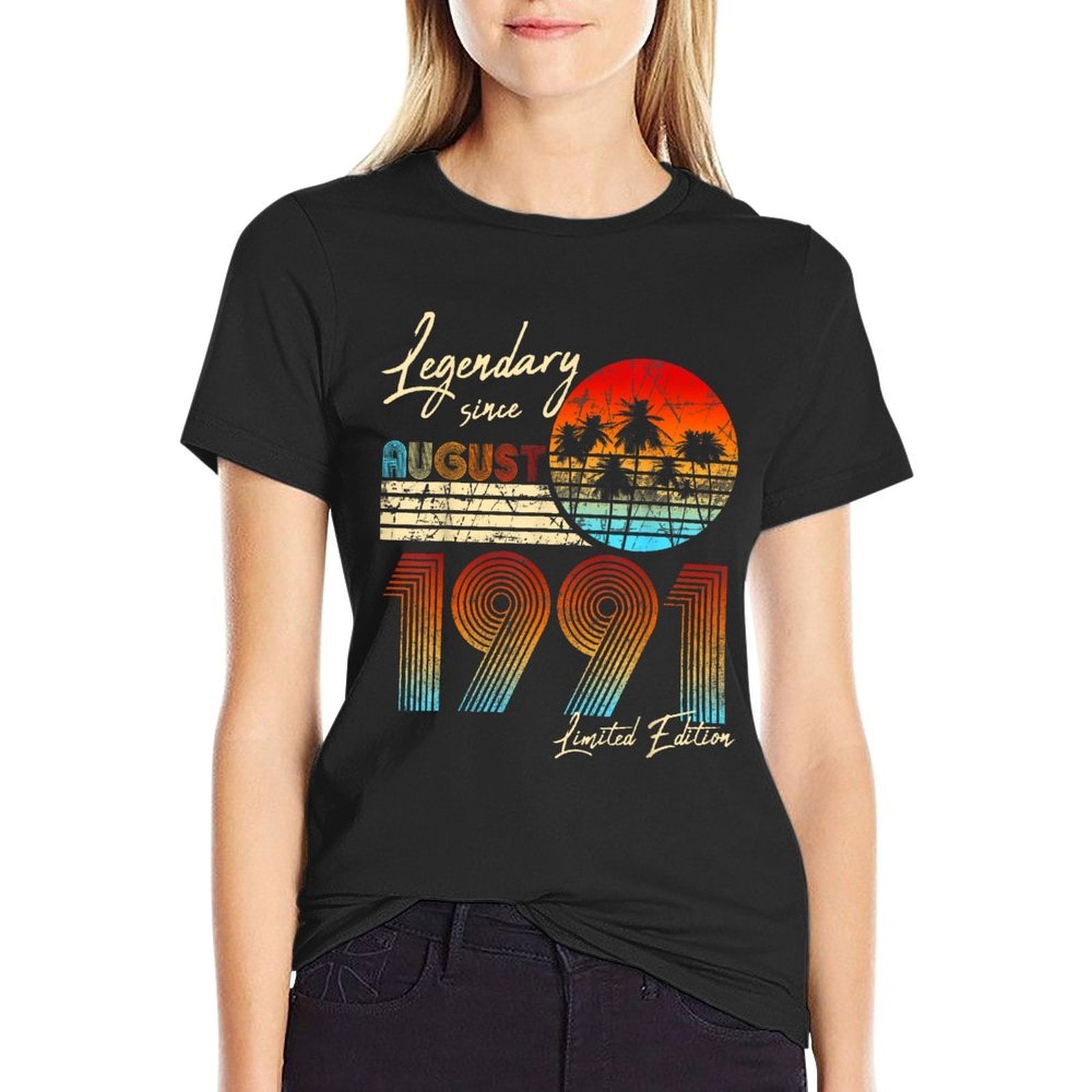 Legendary Since Bday August 1991 Vintage 30th Birthday  Oversized Silhouette T-Shirt
