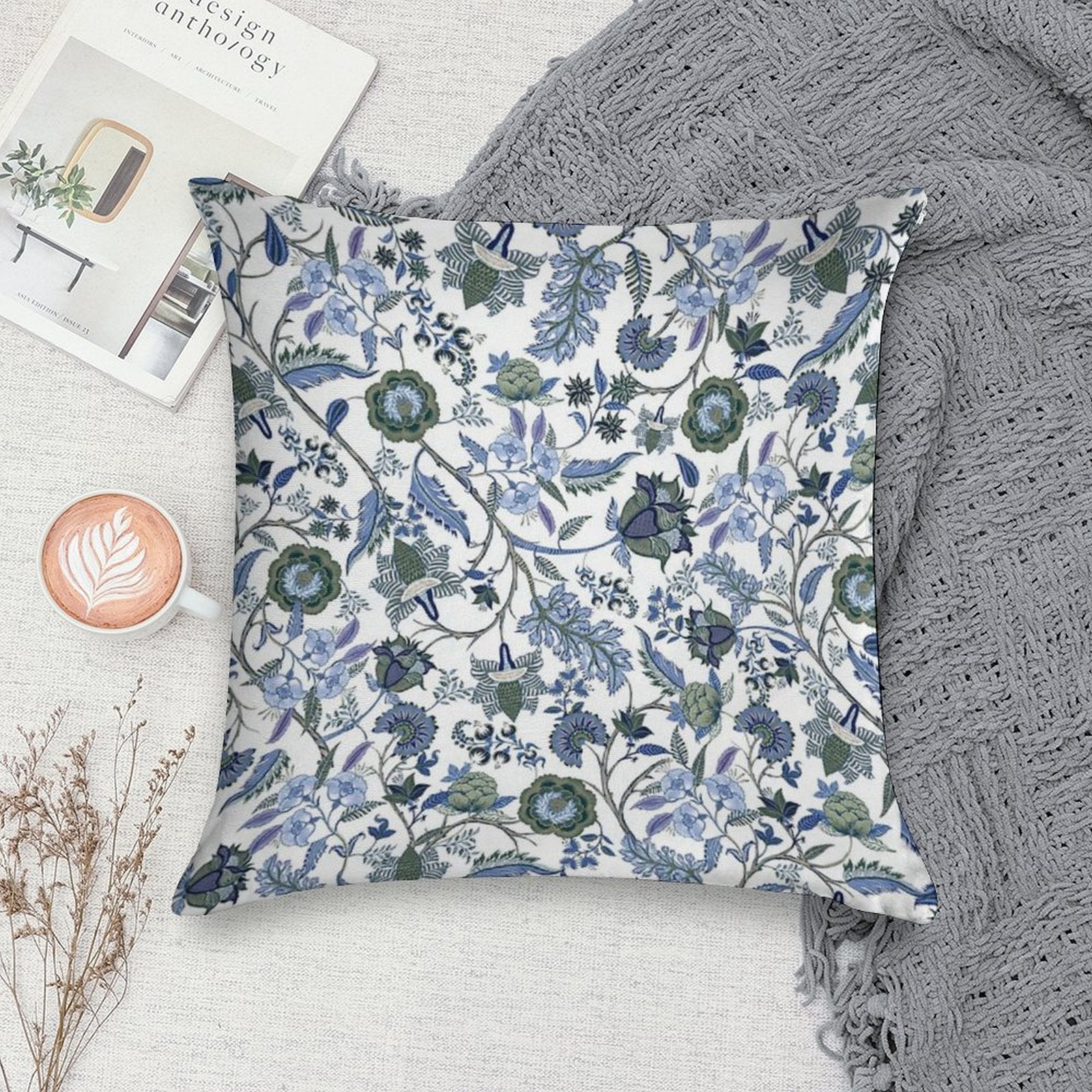 Chinoiserie Blue, Retro, Vintage, Hamptons Style, Blue And White, Soft Ultra-Soft Texture Throw Pillow