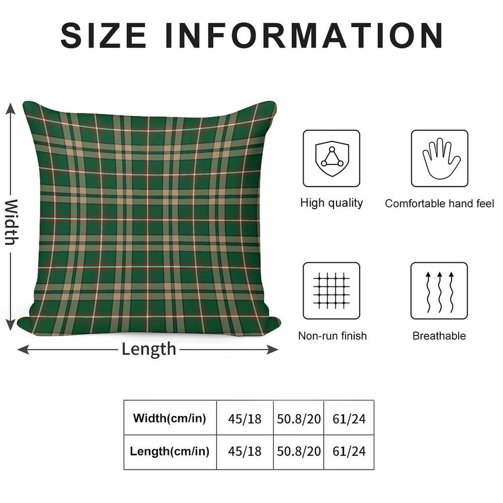 O'Neill Tartan Tan And Green Irish Plaid Soft Ultra-Soft Texture Throw Pillow