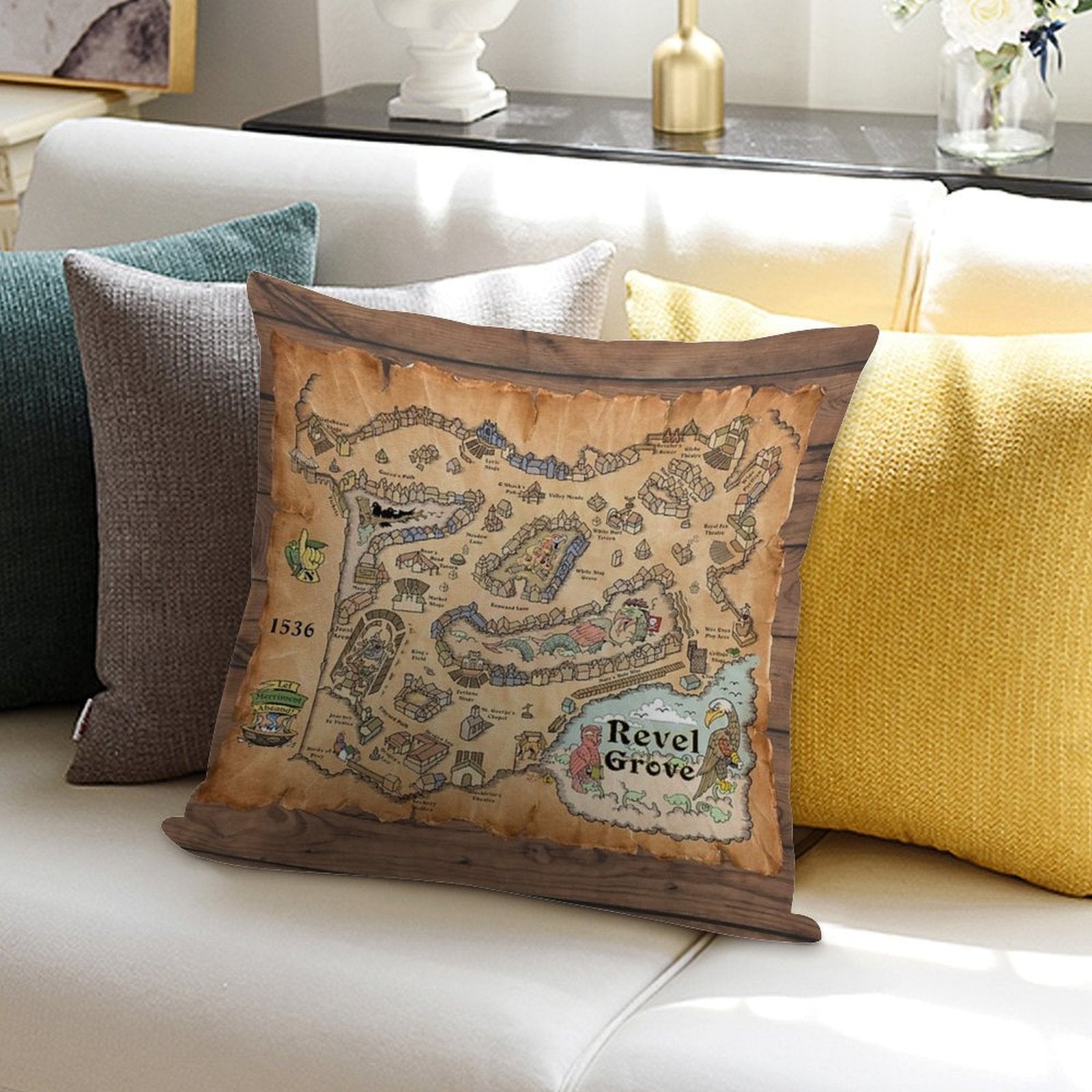 Map of Revel Grove - 1536 Part I Soft Hidden Zipper Throw Pillow