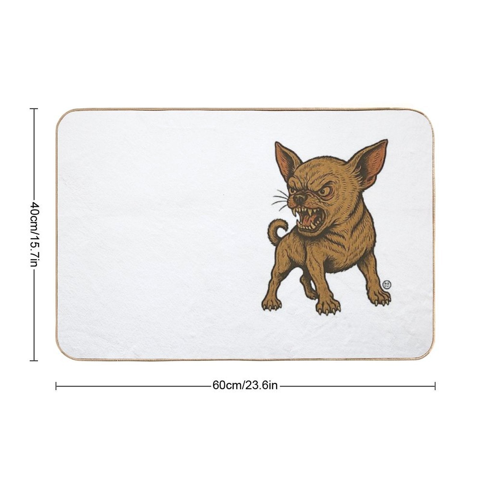 Fearless Japanese Style Angry Chihuahua - No Fear Vintage Japanese Yokai Style  High-Traffic Bath Mat