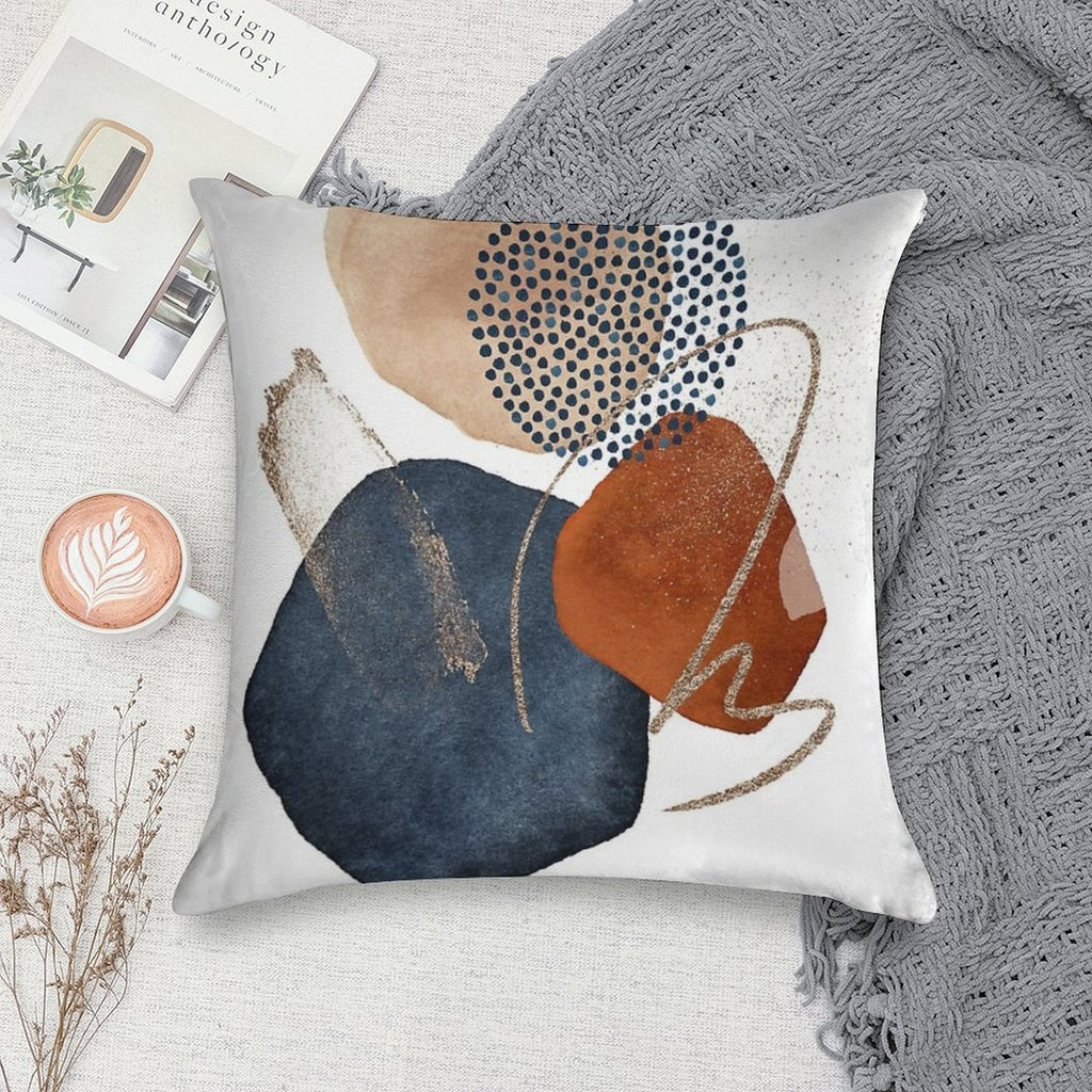 Modern Abstract Blush, Terra-Cotta And Navy Blue Soft Fade-Resistant Throw Pillow