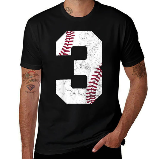 2022 3rd Birthday Baseball Boys Kids Three 3 Years Gift  Trendy Pattern T-Shirt