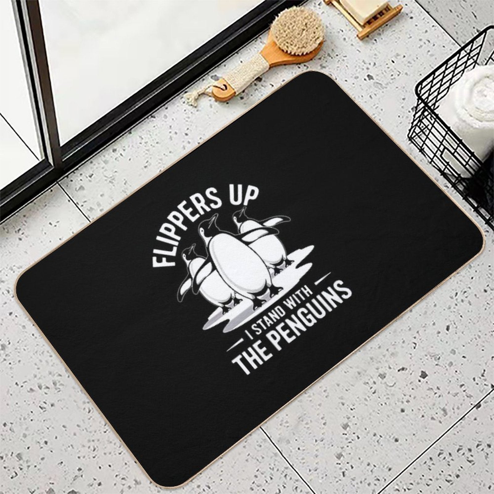 Penguin Resist Shirt Penguins Protest  Dirt-Trapping Bath Mat