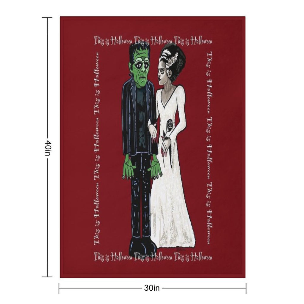 Frankenstein & His Lovely Bride Premium Throw Blanket