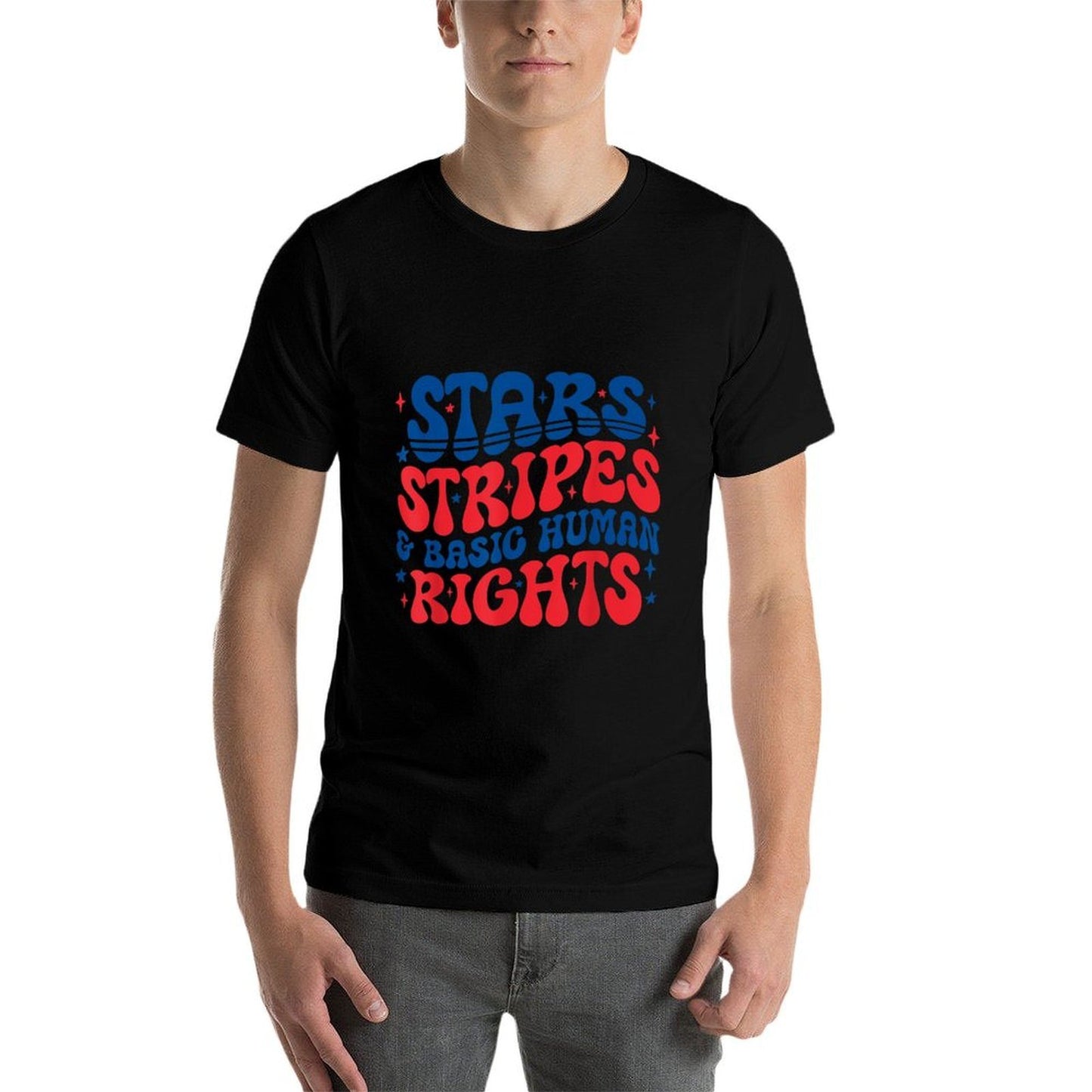 Stars Stripes And Human Rights Funny 4th Of July Political  Rolled Sleeves T-Shirt