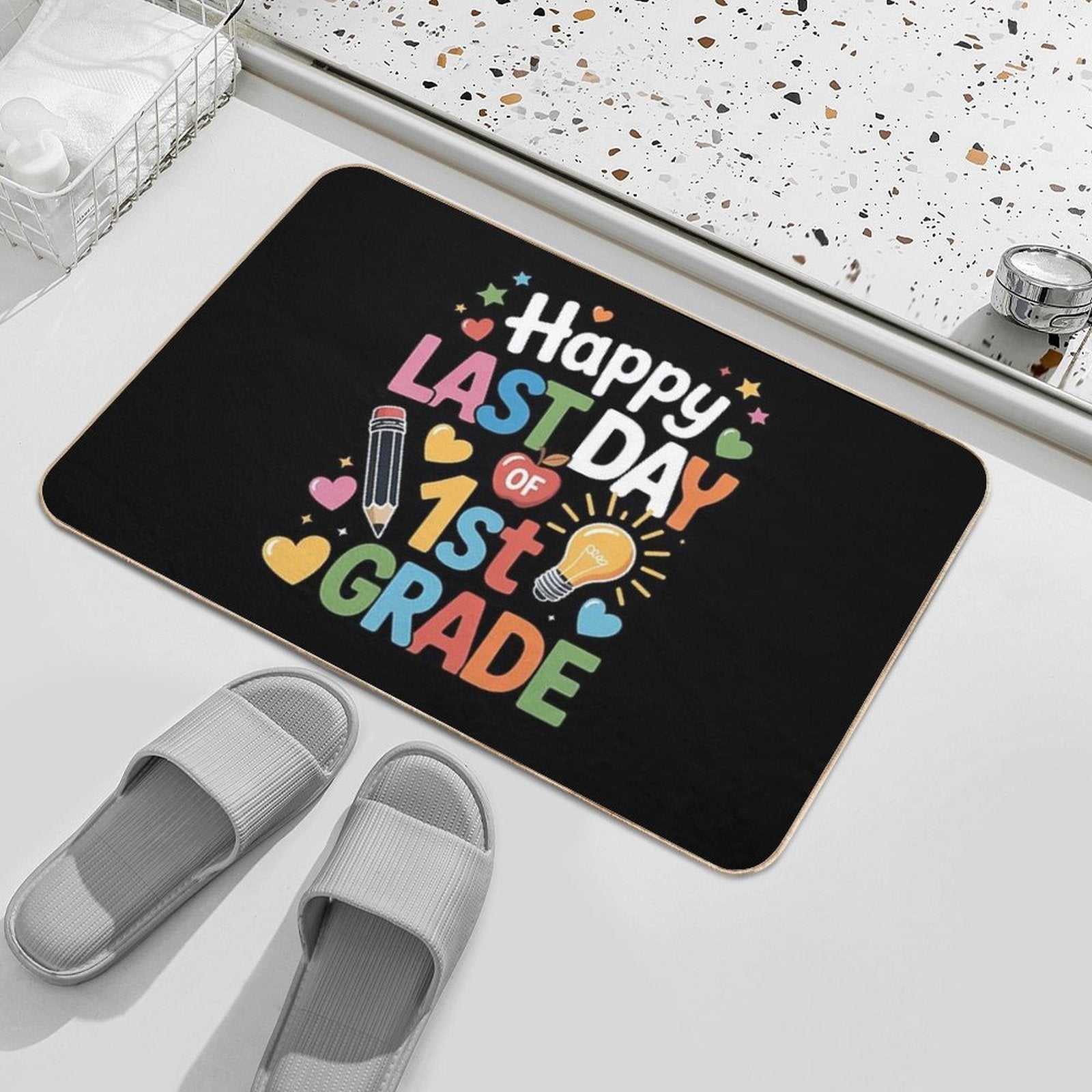 Happy Last Day of 1st Grade Teacher Graduation Hello Summer  Versatile Bath Mat