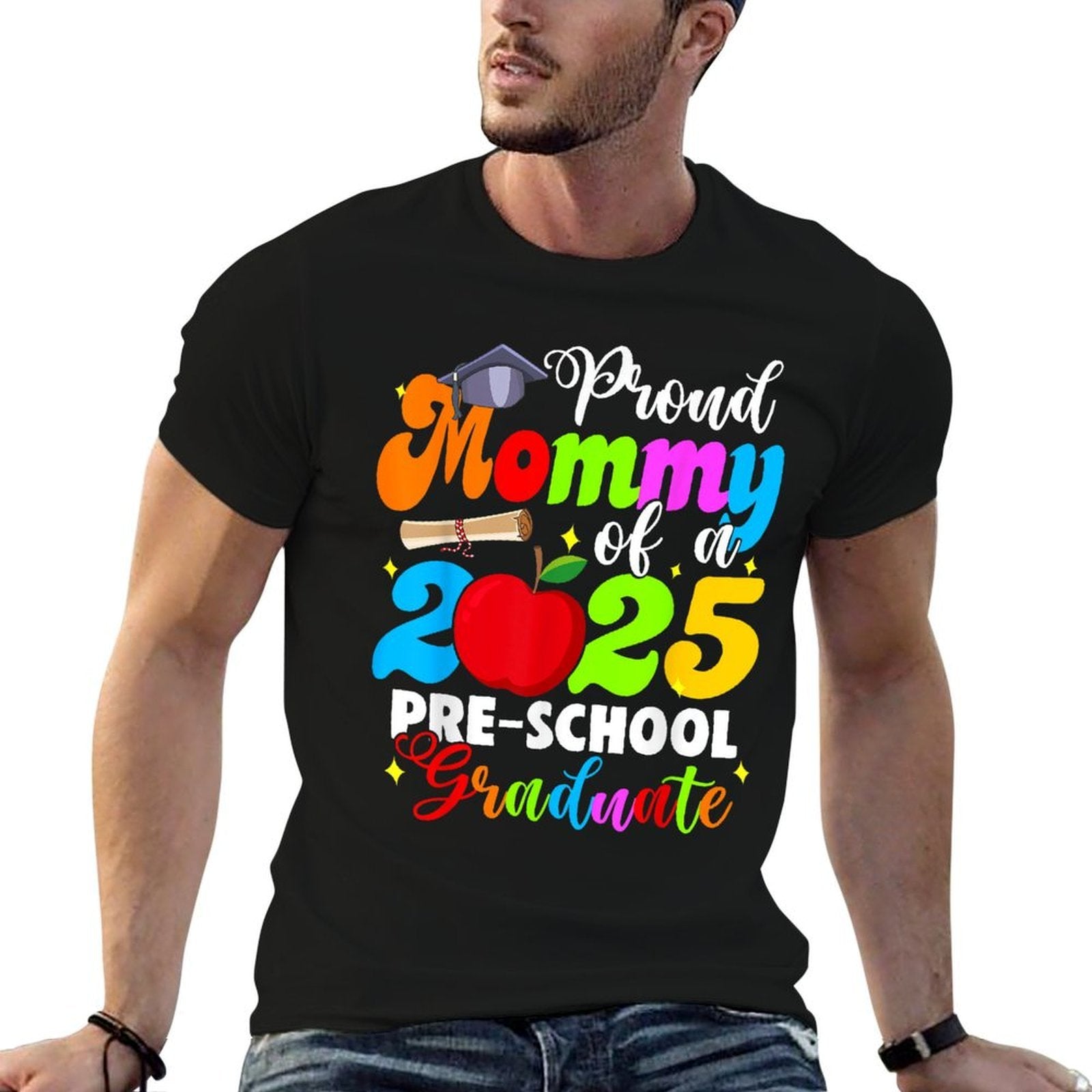 Proud Mommy Of 2025 Pre-school Graduate Graduation Pre-K  Heathered Texture T-Shirt