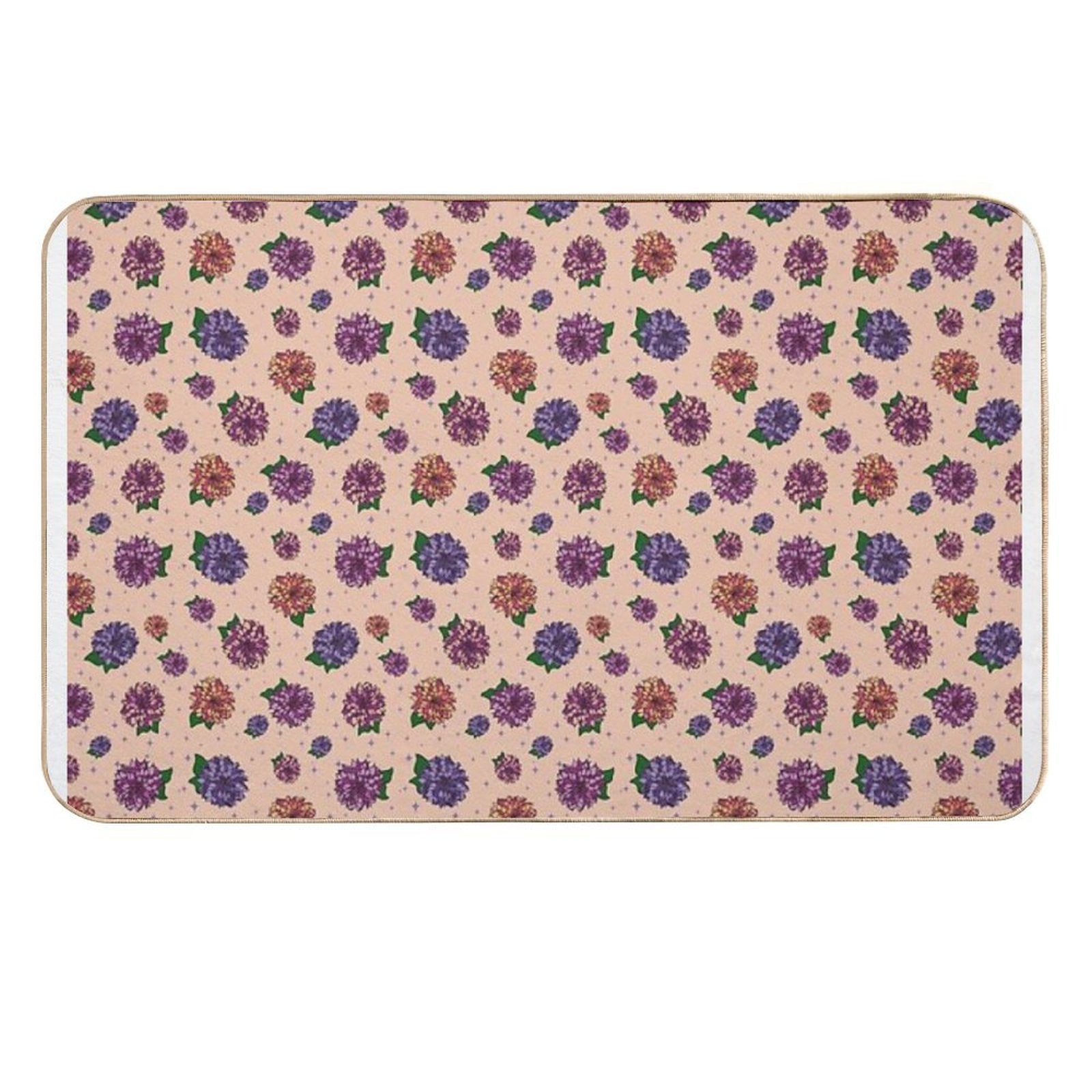 Dahlias Multicolored Peach  Repositionable Bath Mat