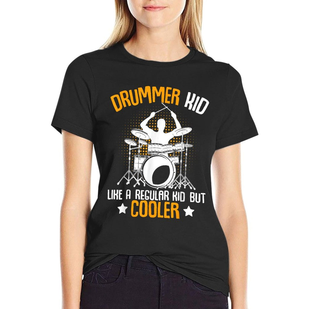Drummer Kid Drumming Percussionist Drums Kids Boys  Rolled Sleeves T-Shirt