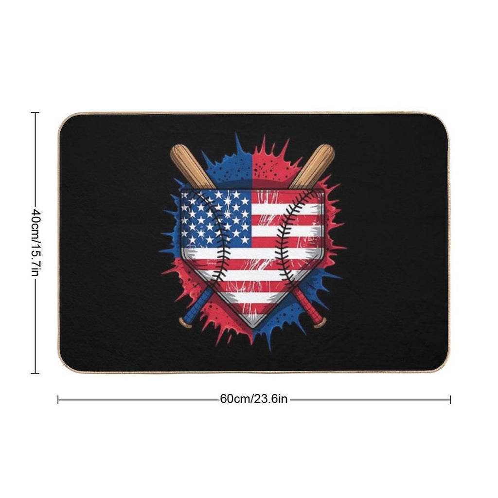 Baseball Drip Ice Cream Patriotic American Flag 4th Of July  Easy Maintenance Bath Mat
