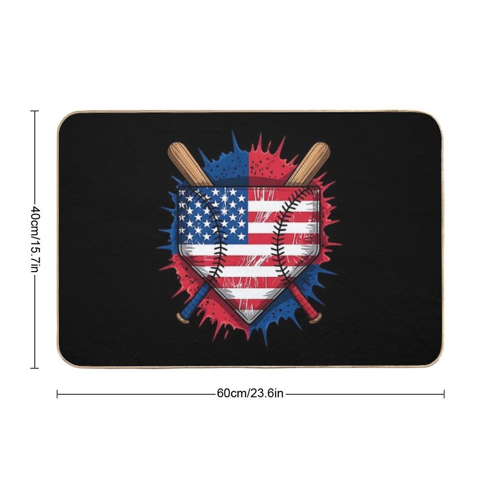 Baseball Drip Ice Cream Patriotic American Flag 4th Of July  Easy Maintenance Bath Mat