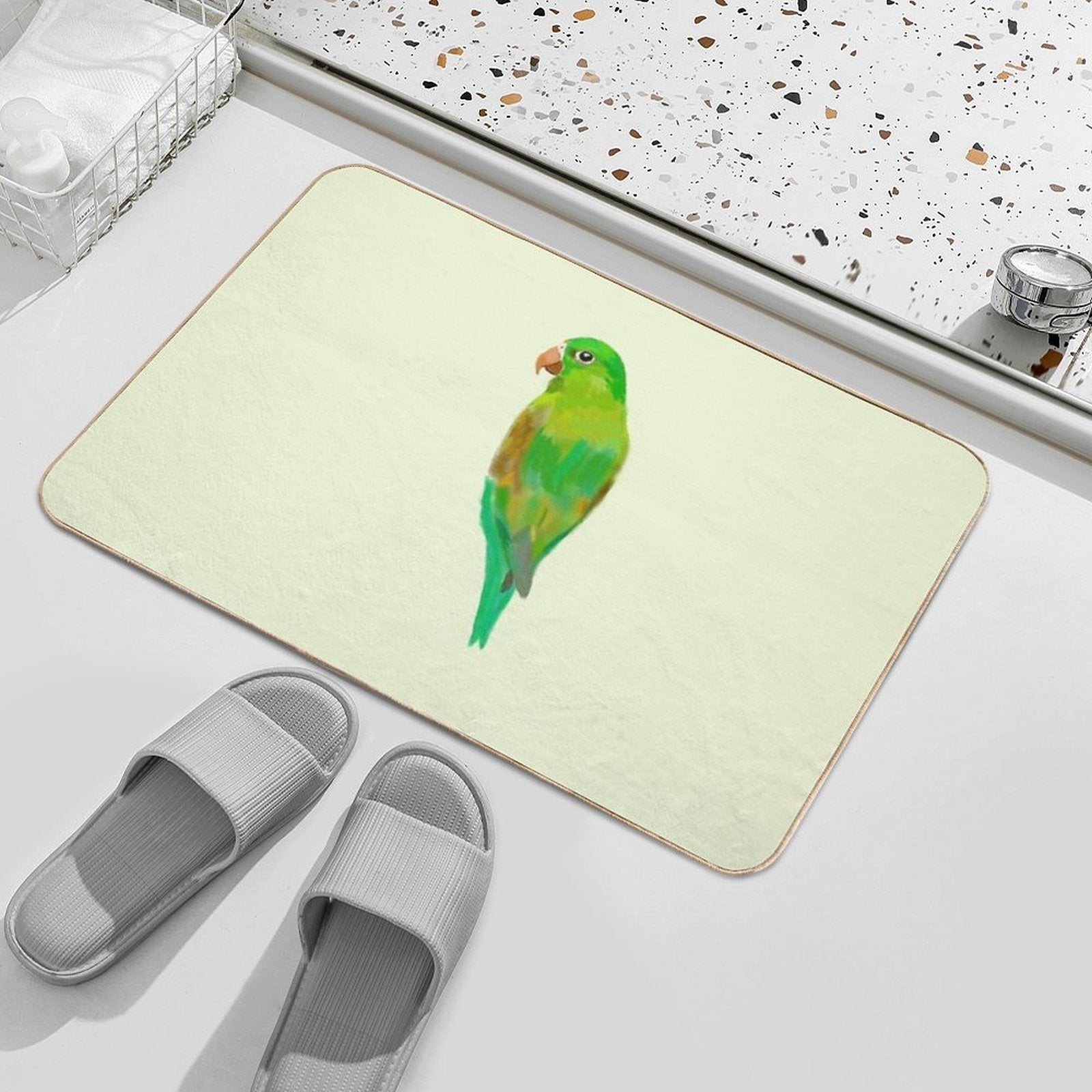 Green Parrot  Pet-Safe Bath Mat