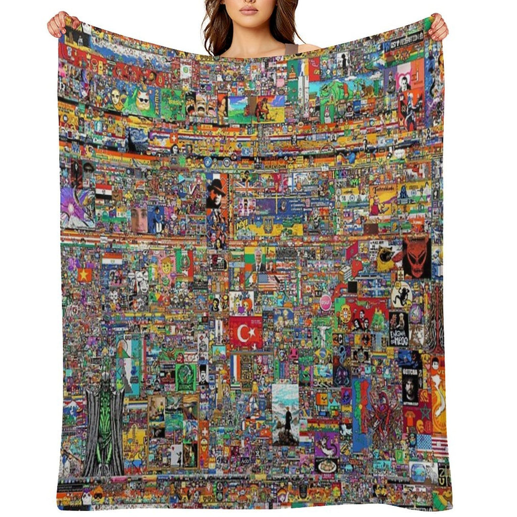 Final Canvas of Reddit Place 2023 Comfort Throw Blanket