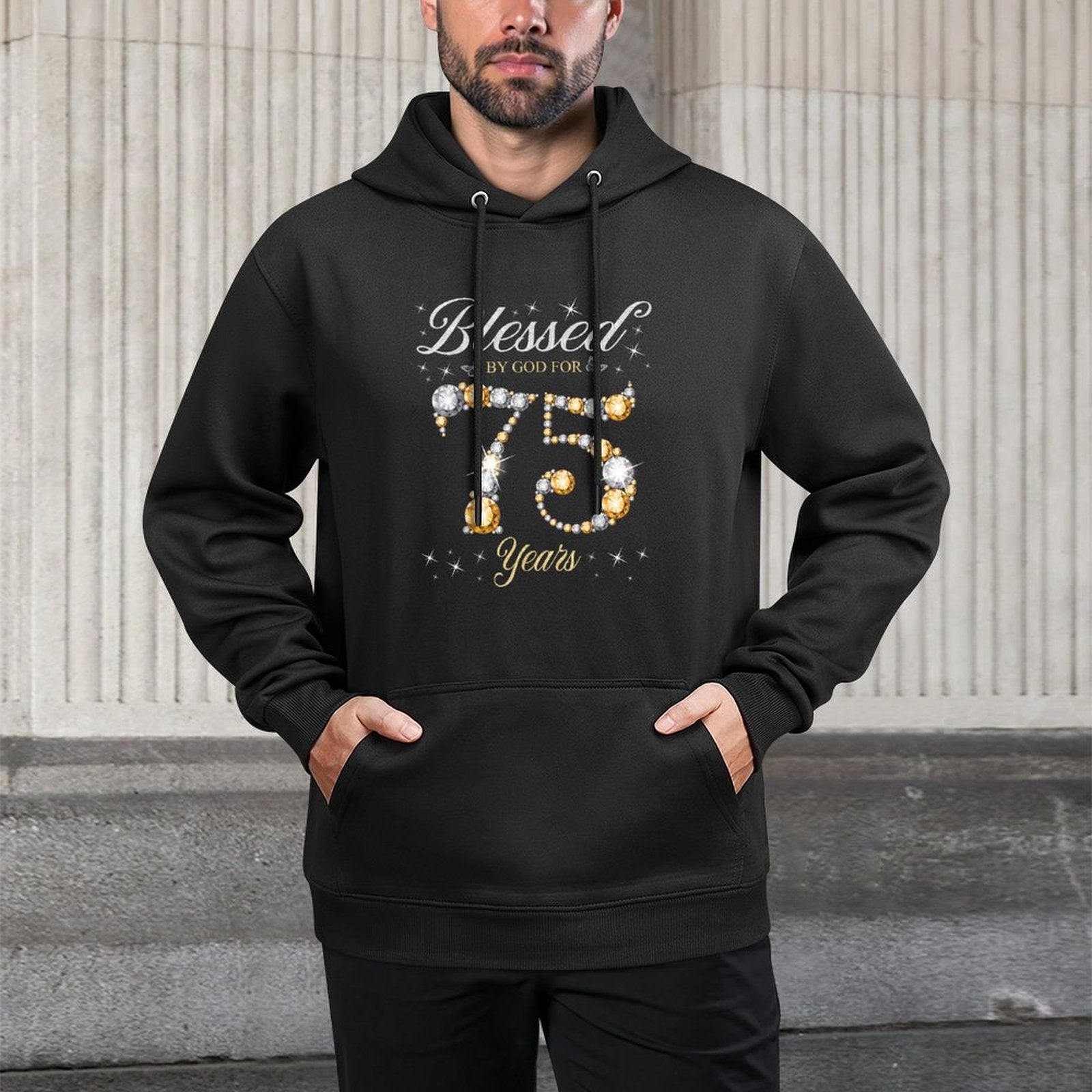 Blessed By God For 75 Years Old 75th Birthday Party Breathable Fabric Hoodie